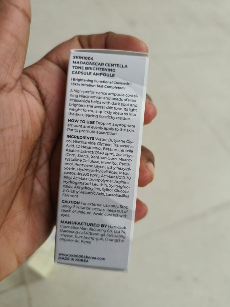 Skin1004 Tone brightening ampoule ingredient list